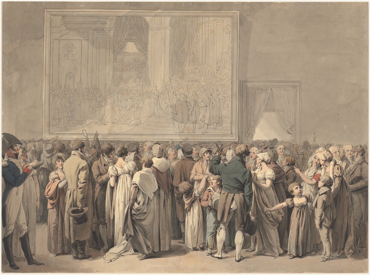 Publikum i Louvre-salongen, ser på maleriet av "Sacre" av Louis Leopold Boilly