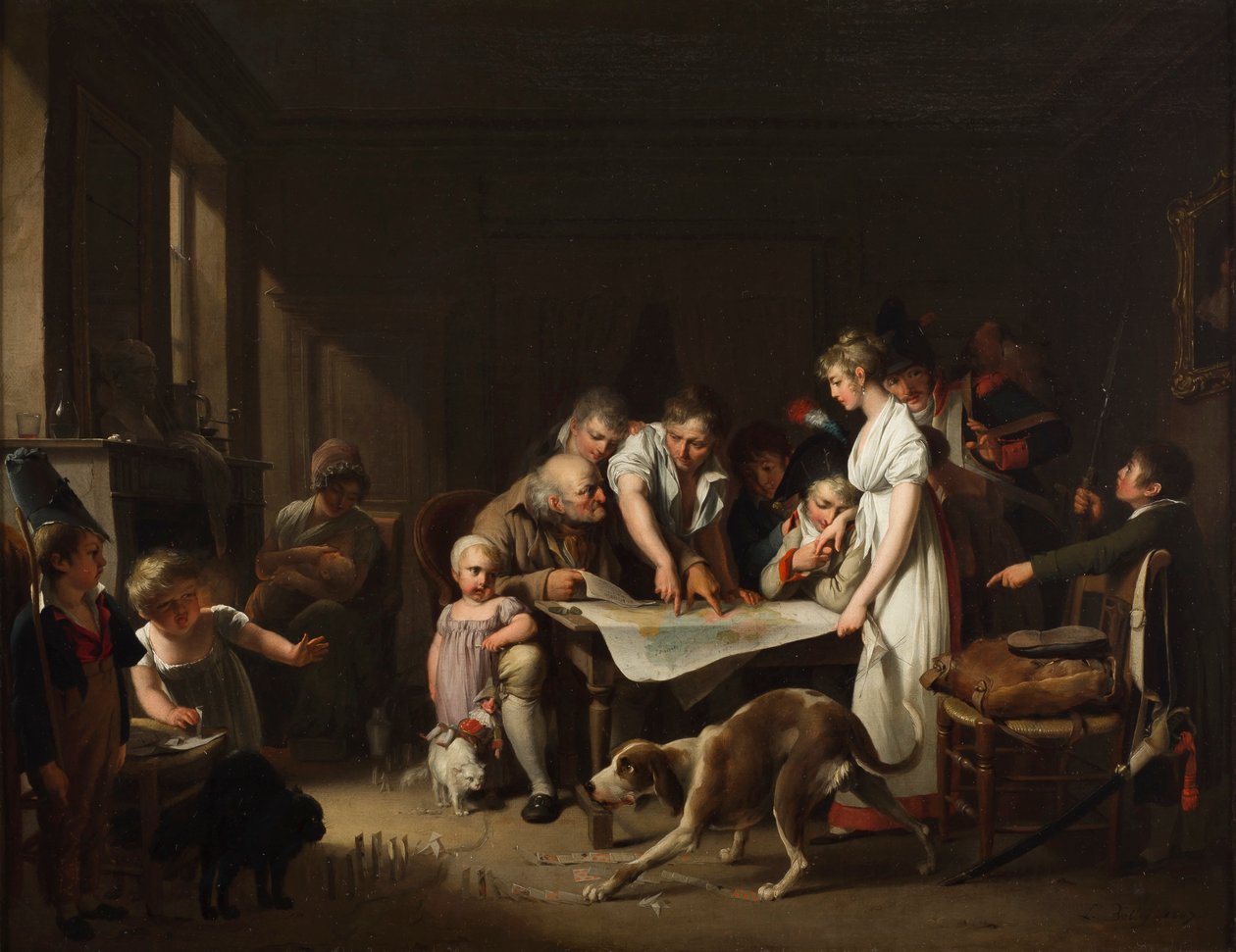 Lesingen av Bulletin of the Grand Army av Louis Leopold Boilly