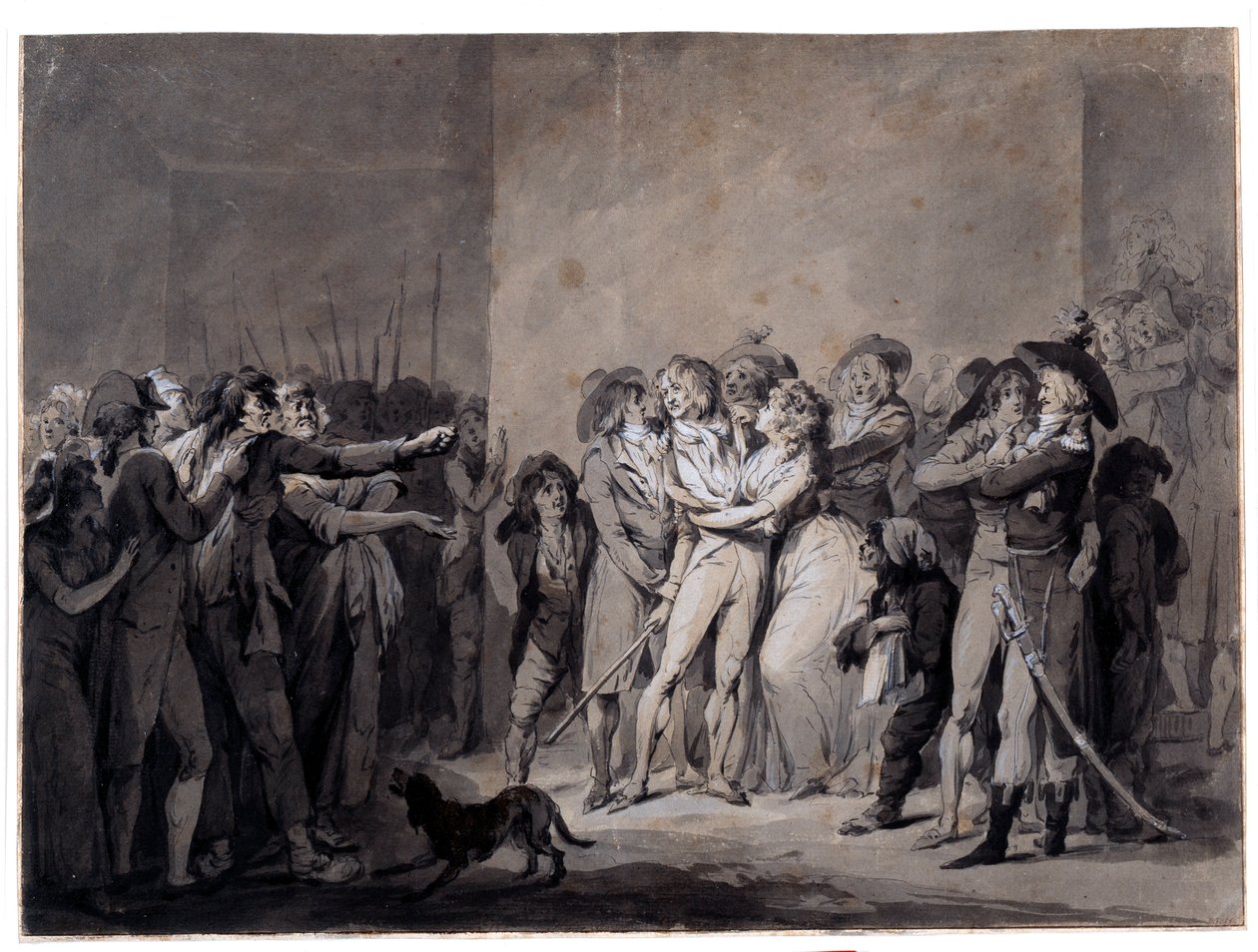 Arrestasjonen av Charlotte Corday (1768-1793) etter drapet på Marat Tegning av Louis Leopold Boilly (1761-1845) Paris fra 1800-tallet, Musee Carnavalet av Louis Leopold Boilly