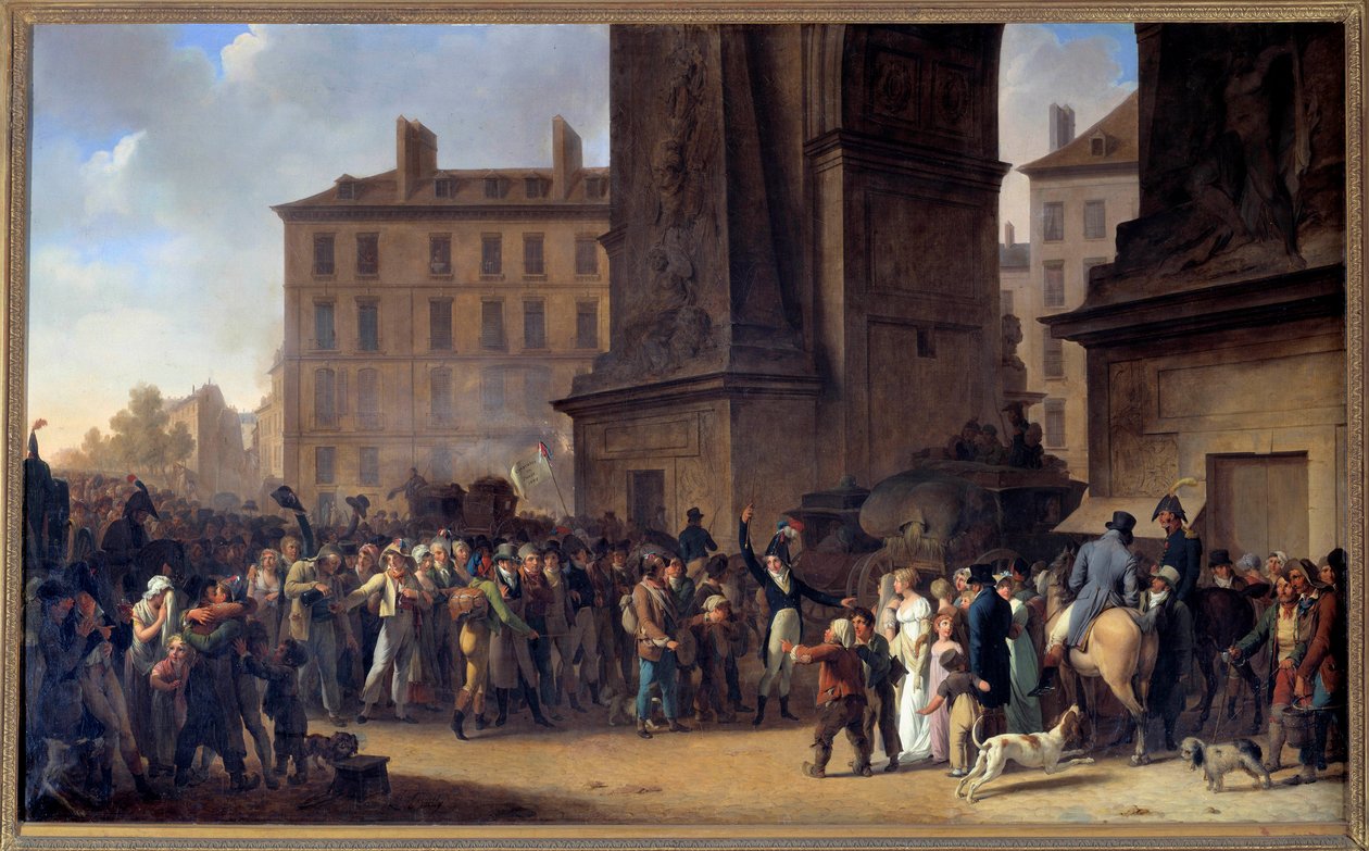De vernepliktige fra 1807 passerte foran Porte Saint Denis i Paris Maleri av Louis Leopold Boilly (1761-1845) av Louis Leopold Boilly