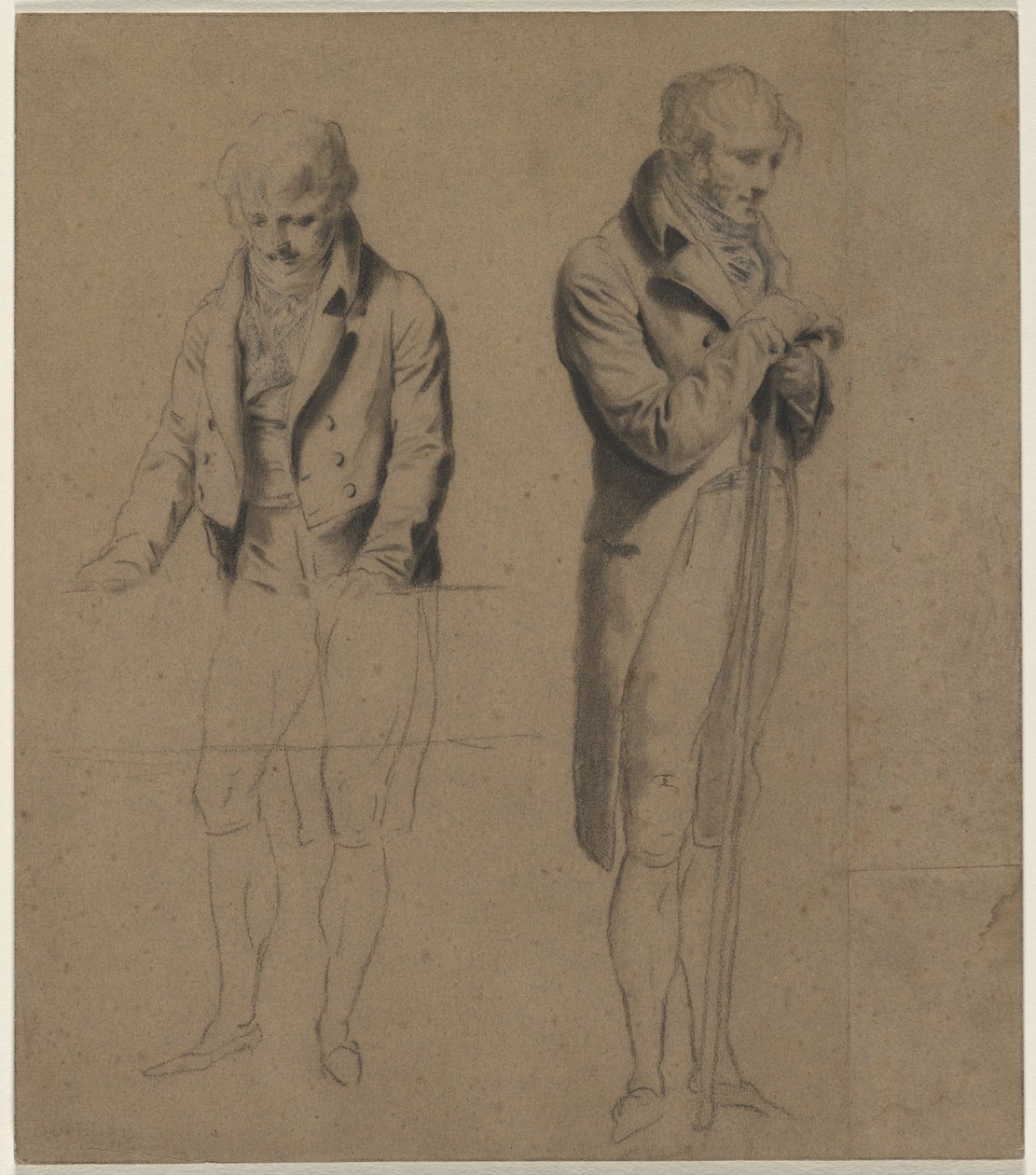 To stående figurer (studie for et spill med biljard) av Louis Leopold Boilly