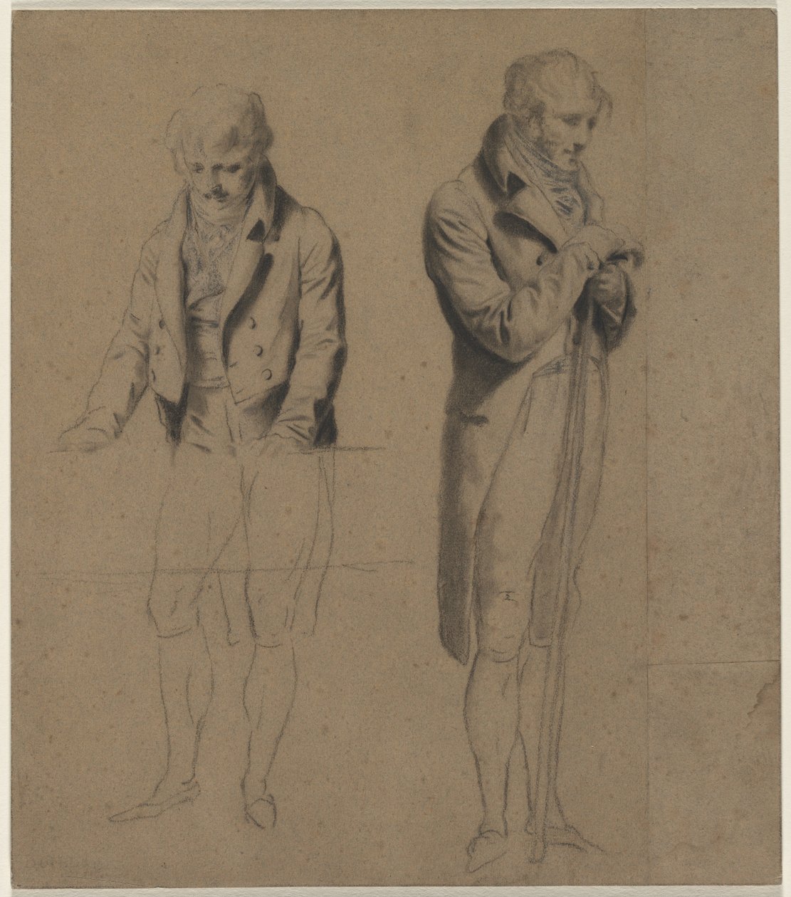 To stående figurer-studie for A Game of Billiard, ca. 1807. av Louis Leopold Boilly