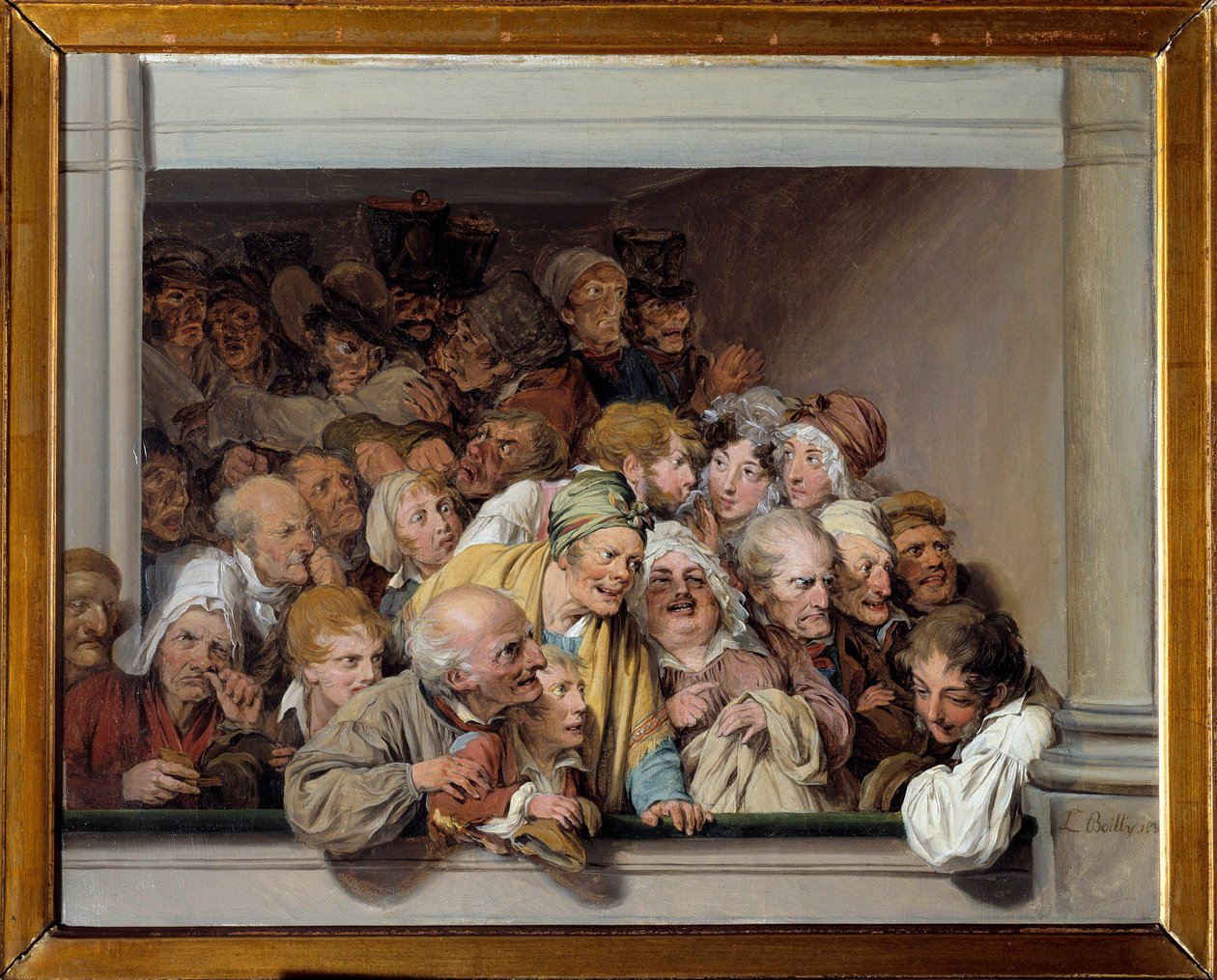 Une loge, le jour du spectacle gratuit Peinture de Louis Leopold Boilly (1761-1845) 1830 Søn. 0,33x0,41 m Versailles, musee Lambinet - Teaterboks, dagen for gratisforestillingen. Maleri av Louis Leopold Boilly (1761-1845) av Louis Leopold Boilly