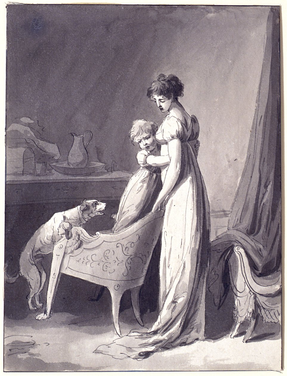 Kvinne med barn og hund av Louis Leopold Boilly