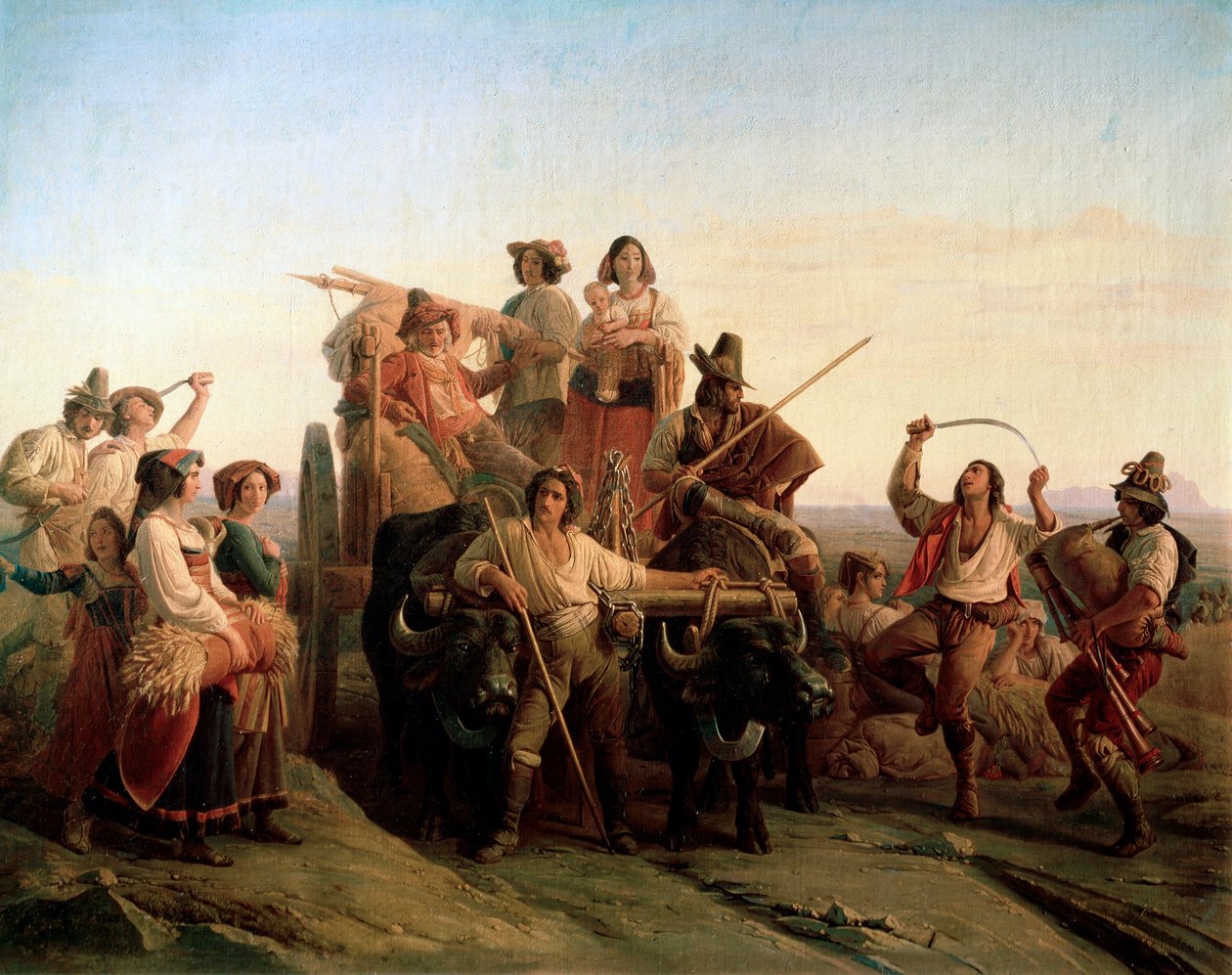 Ankomsten av innhøstingsmaskiner i de pontinske myrene, 1833 av Louis Leopold Robert