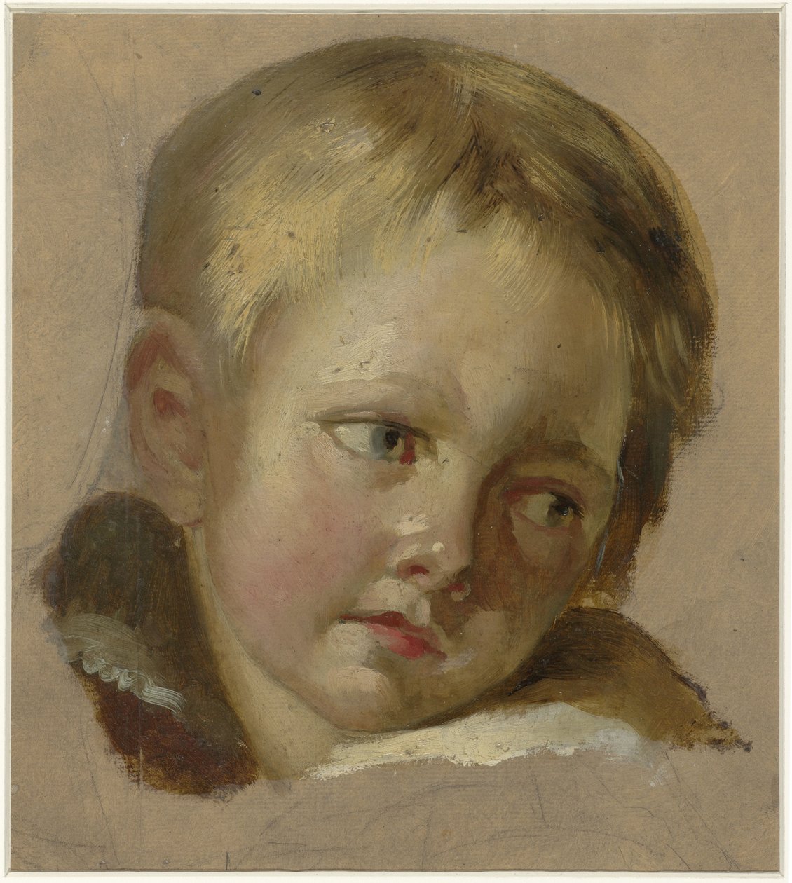 Skisse av et babyhode med lyst blondt hår av Louis Léopold Boilly (rejected attribution)