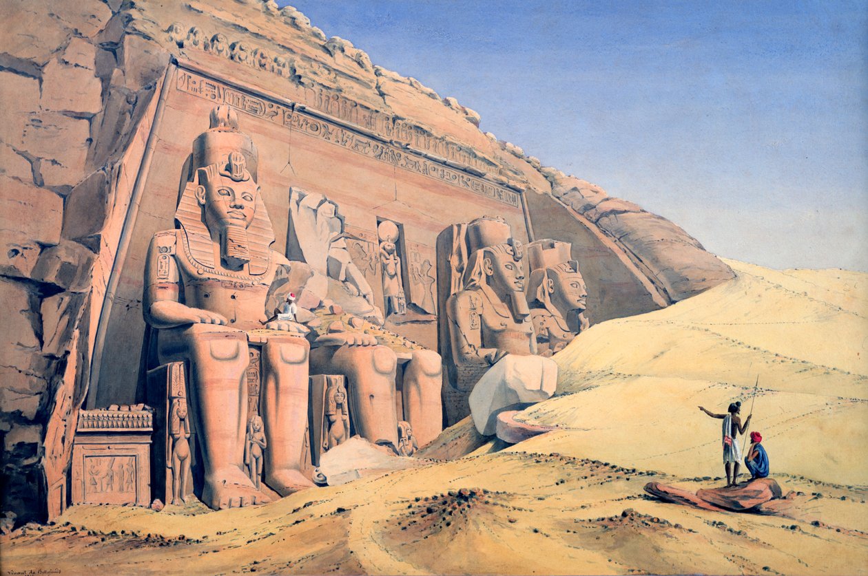 'Great Temple of Ramesses II, Abu Simbel', 1846 av Louis M. A. Linant de Bellefonds,