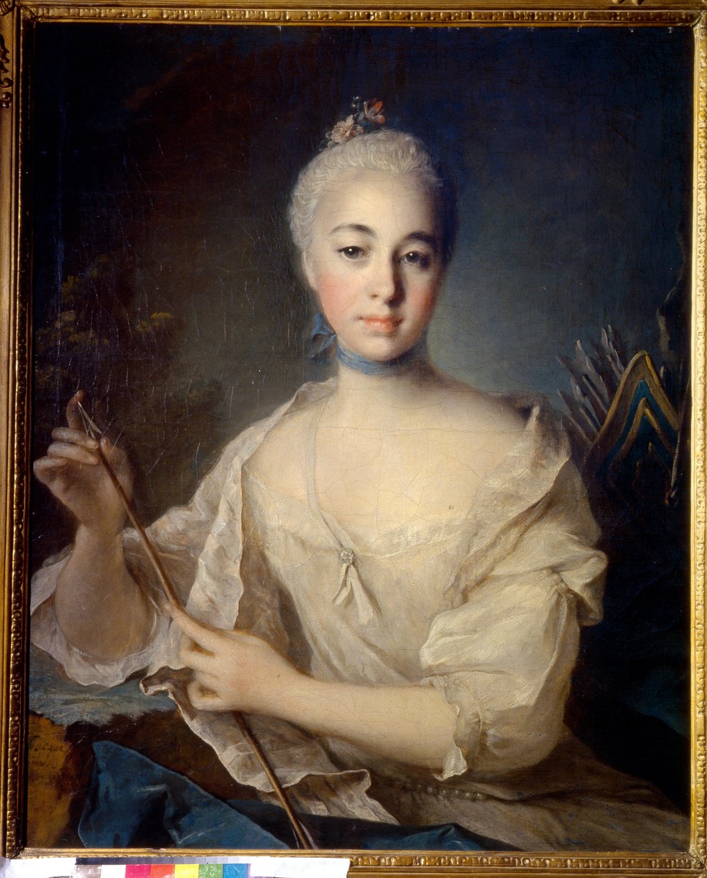 Portrett av grevinne Anna Vorontsova (1743-1769) (Portrett av grevinnen A. Vorontsova). Maleri av Louis Tocque (1696-1772), olje på lerret, ca 1758. Fransk kunst av Louis Tocqué