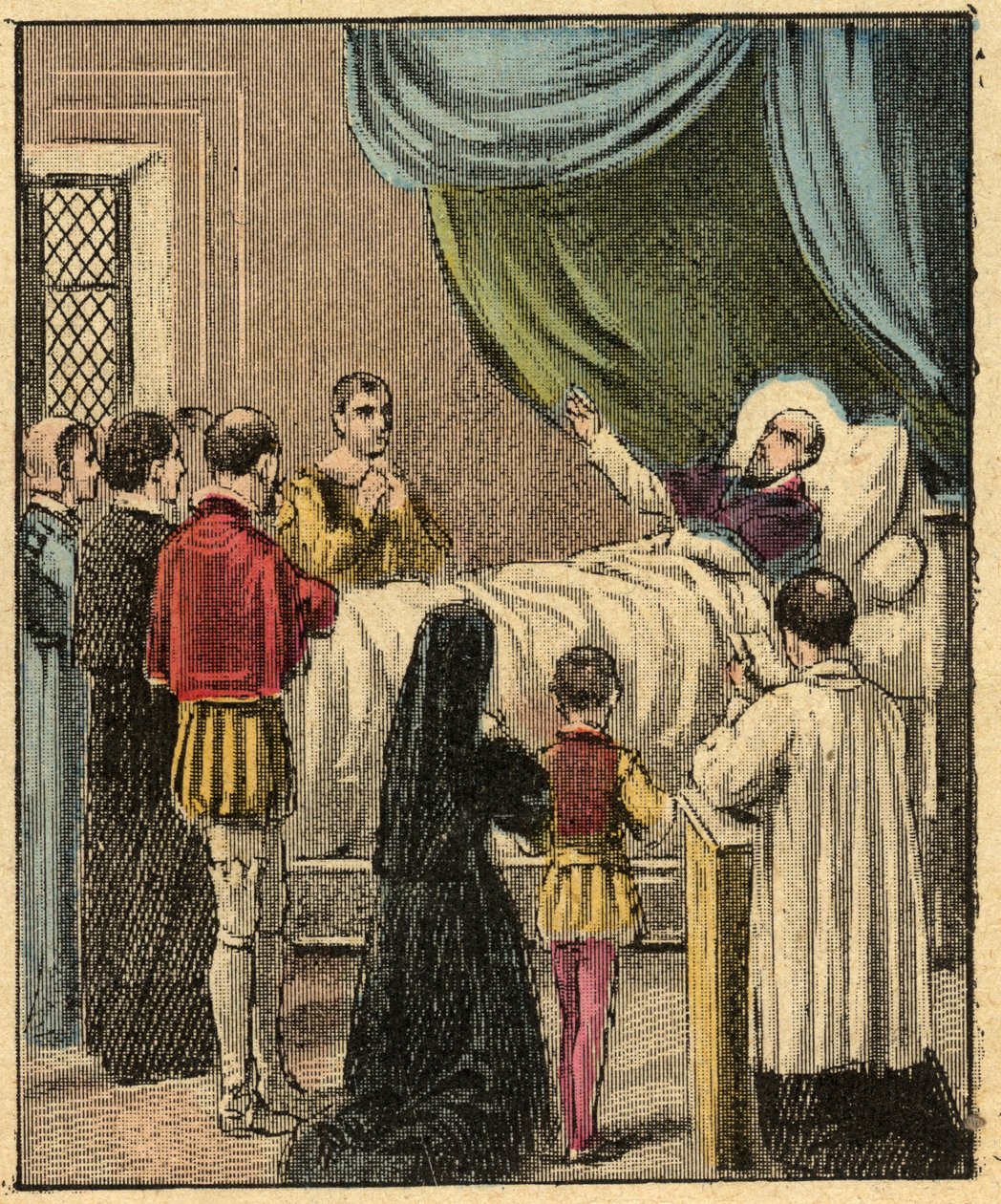 St. Francis de Sales død - Saint Francois-de-Sales død (Saint Francois de Sales) (1567-1622) - Gravering fra "" Religiøs lære ved øynene. Wonderful Album» av Louis Maitrejean og Georget Ramond - Frankrike 1910 av Louis Maitrejean