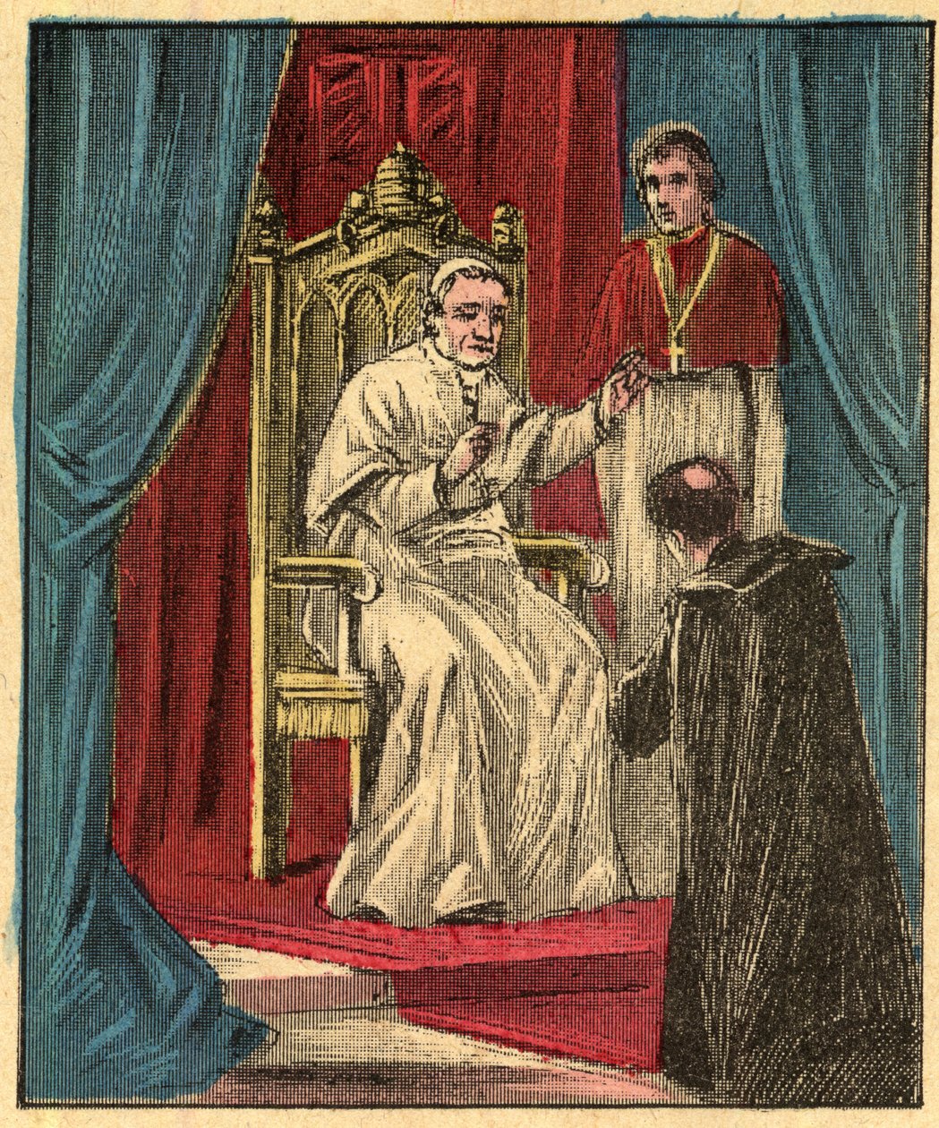 Louis-Gaston de Segur (Louis Gaston de Segur) (1844-1879) Fransk biskop i Vatikanet foran pave Pius IX (Pius IX) - - Gravering fra "" Religiøs lære ved øynene. Wonderful Album» av Louis Maitrejean og Georget Ramond - Frankrike 1910 av Louis Maitrejean