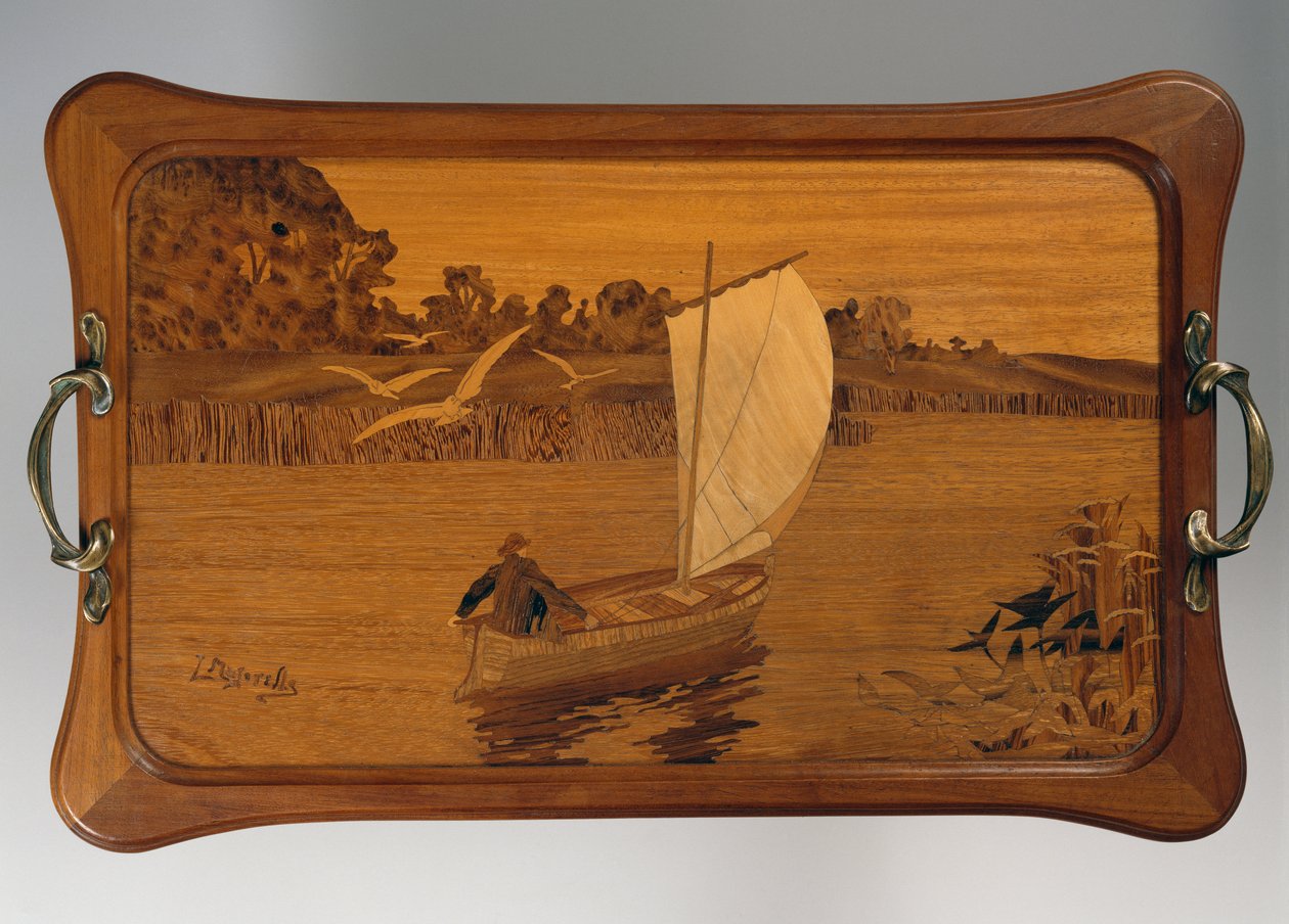Skuff med innsjøscene, av Louis Majorelle (1859-1926), tre, Frankrike, 1900-tallet av Louis Majorelle
