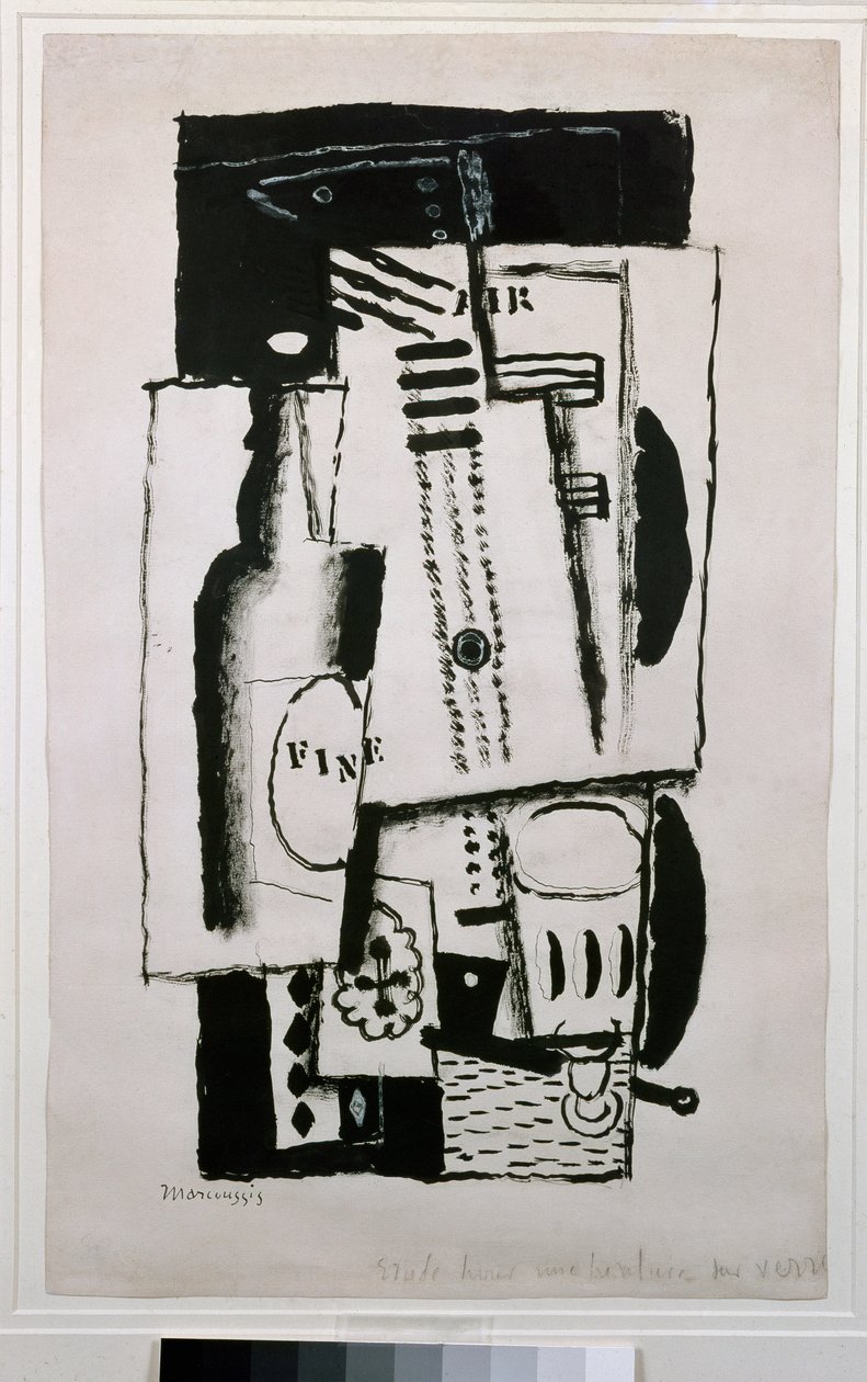 Stilleben, studie for et maleri på glass (maleri, 1900-tallet) av Louis Marcoussis