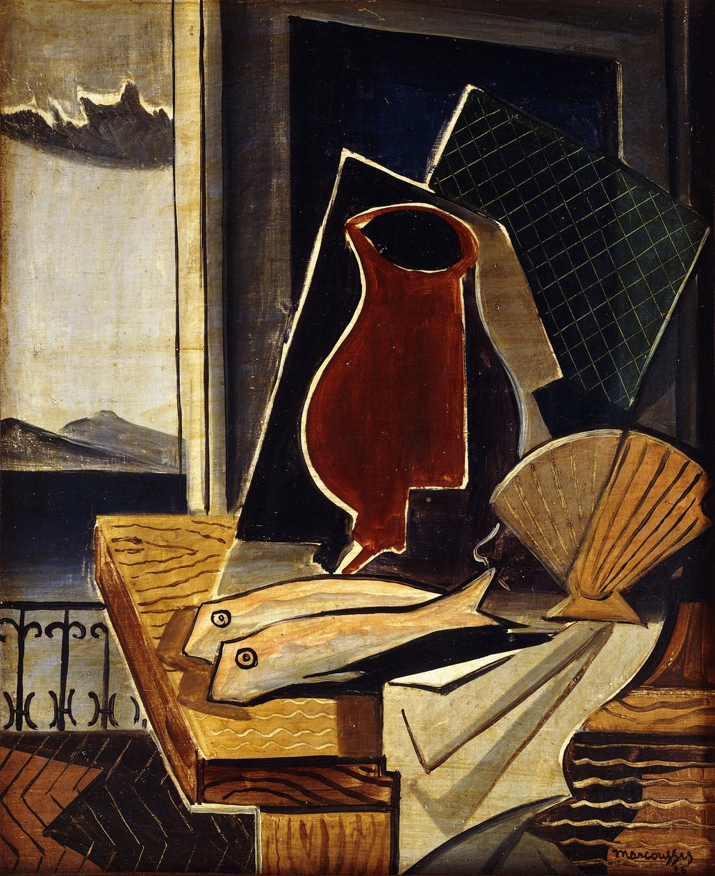 Bord foran en balkong; Table devant le Balcon, 1926 av Louis Marcoussis