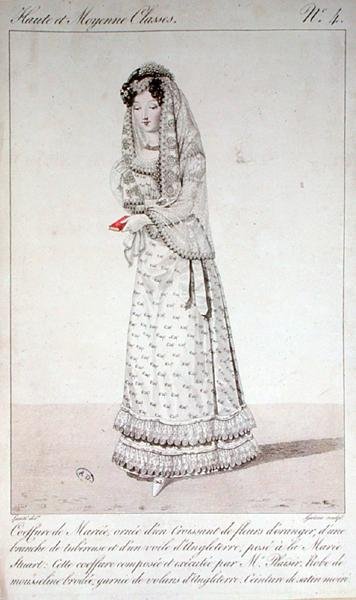 Brudekjole og frisør, moteplate nr. 4 fra 