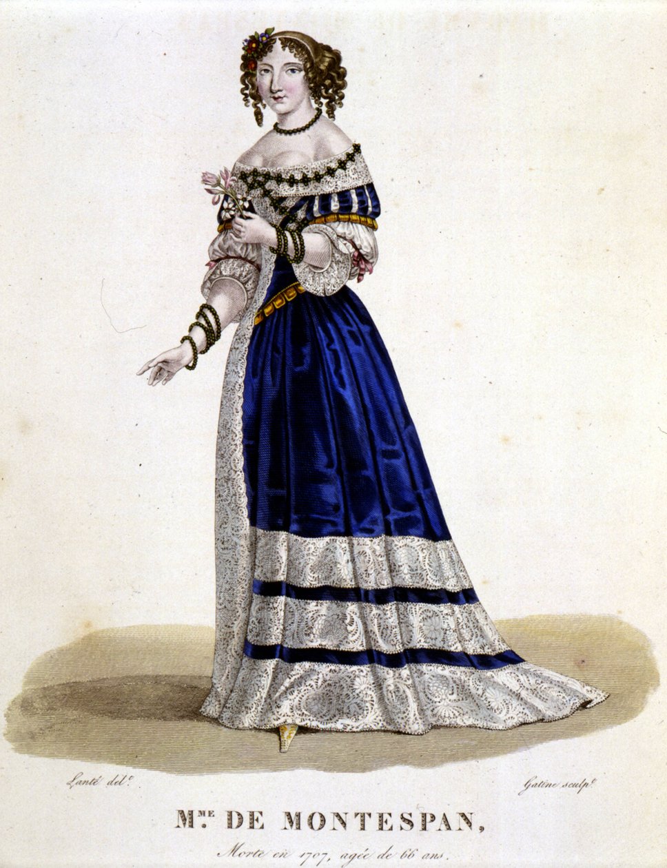 Francoise Athenais (Francoise-Athenais) av Rochechouart Mortemart, Marquise de Montespan (eller Madame de Montespan) (1640-1707) - i "French Gallery of Famous Women", tegning av Louis Maris Lante, Paris av Louis Marie Lante