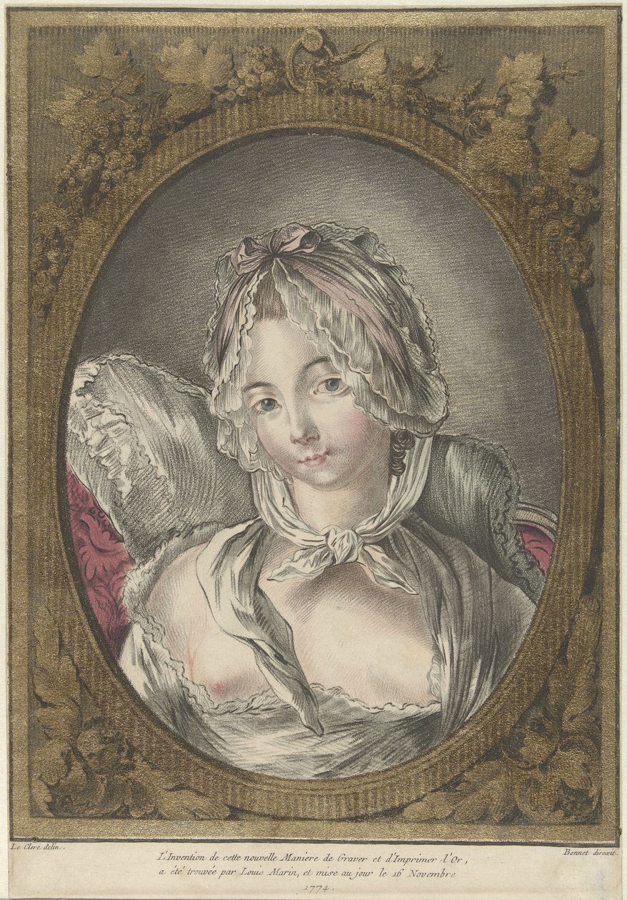 Byste av en ung kvinne med lue av Louis Marin Bonnet
