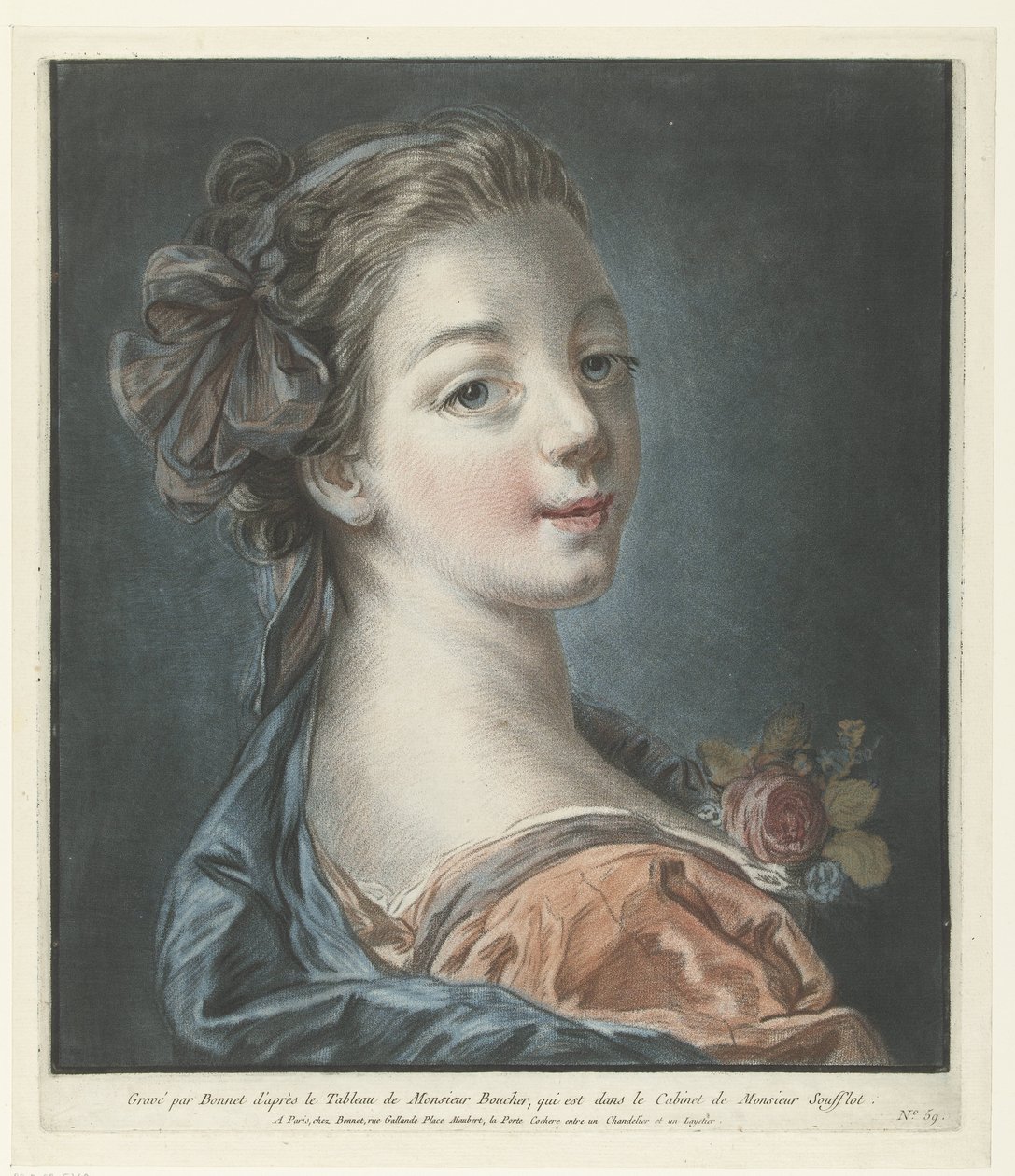 Buste van een jonge vrouw met een strik in het haar Tête de femme   1359261   no       norwegian Successfully Translated  Original: Ananas mur. From the Book Metamorphosis insectorum Surinamensium, 1705. Translat: Ananas mur. From the Book Metamorphosis in av Louis Marin Bonnet