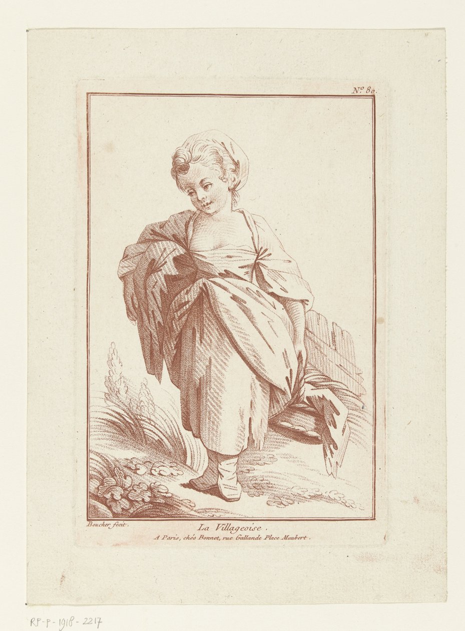 Dorpsmeisje La Villageoise (tittel på objekt) av Louis Marin Bonnet