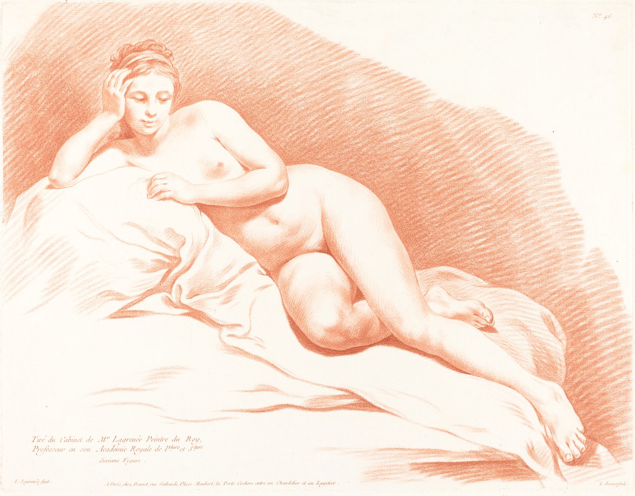 Liggende naken kvinne, 1771. av Louis Marin Bonnet