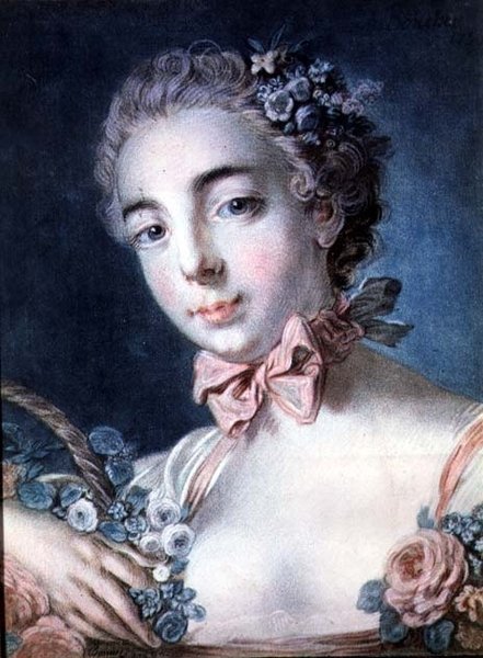 Tete de Flore, portrett av Mme Baudion, datter av Boucher, etter en tegning av Boucher av Louis Marin Bonnet