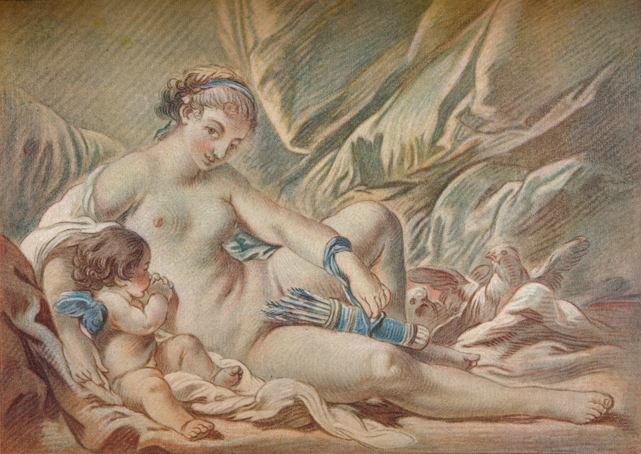 Venus og Amor, 1700-tallet, 1919 av Louis Marin Bonnet
