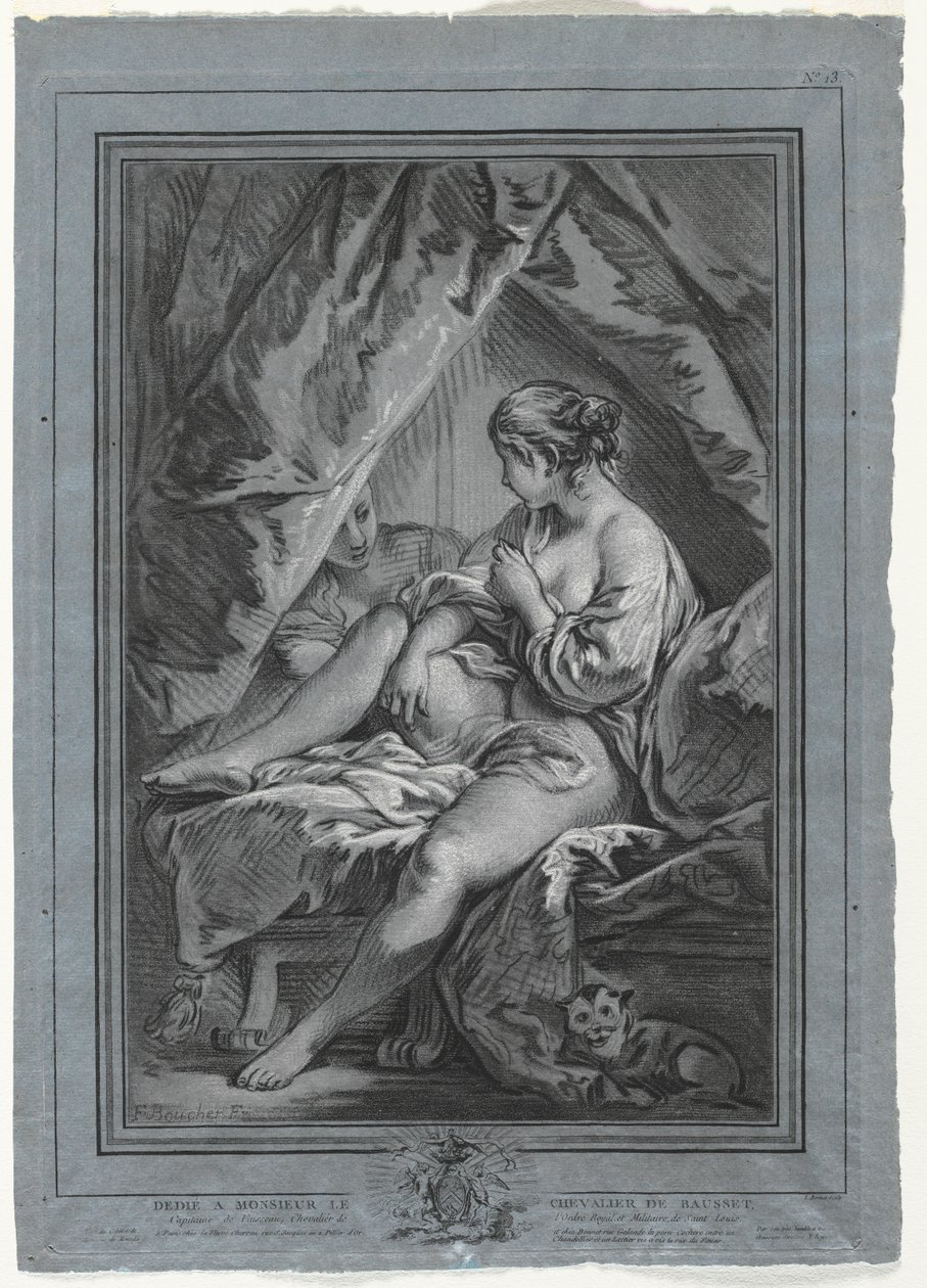 Ung kvinne sitter på en seng, 1764-1767. av Louis Marin Bonnet