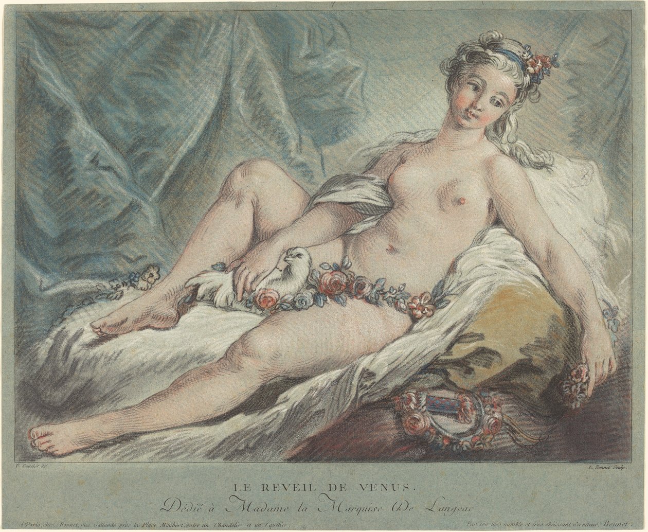 Venus stiger av Louis Marin Bonnet after François Boucher