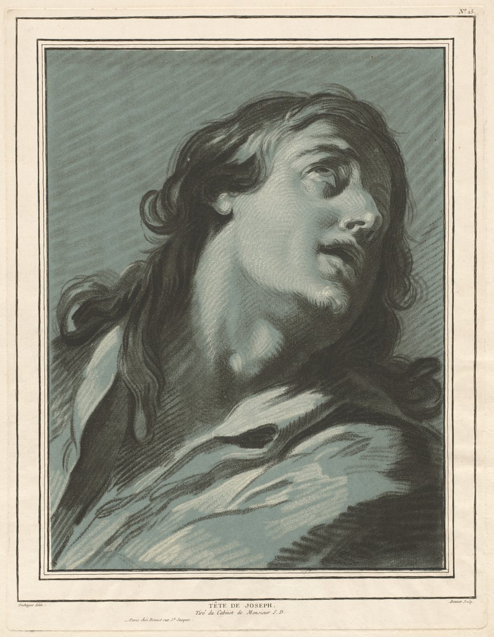 Tête de Joseph (Josephs leder) av Louis Marin Bonnet, after Jean Baptiste Deshays