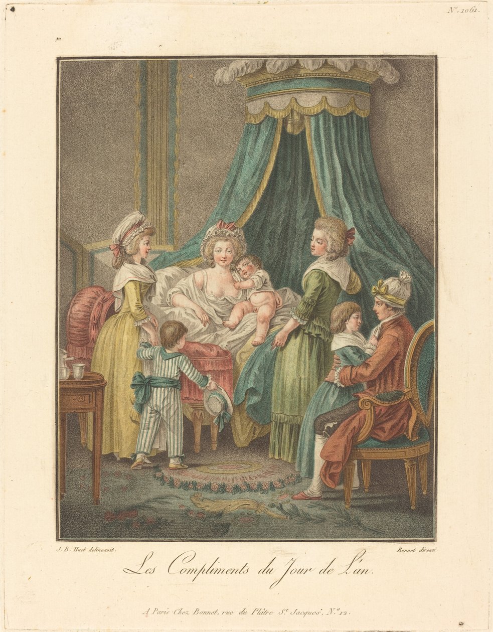 Nyttårskomplimenter av Louis Marin Bonnet after Jean Baptiste Hüet, I