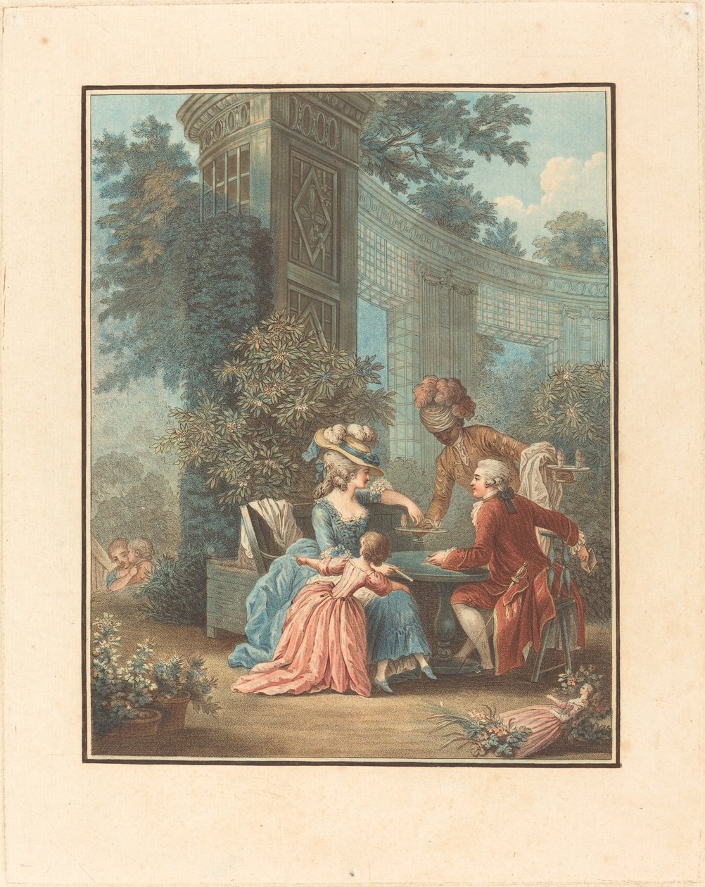 Ettermiddags te av Louis Marin Bonnet after Pierre Antoine Baudouin