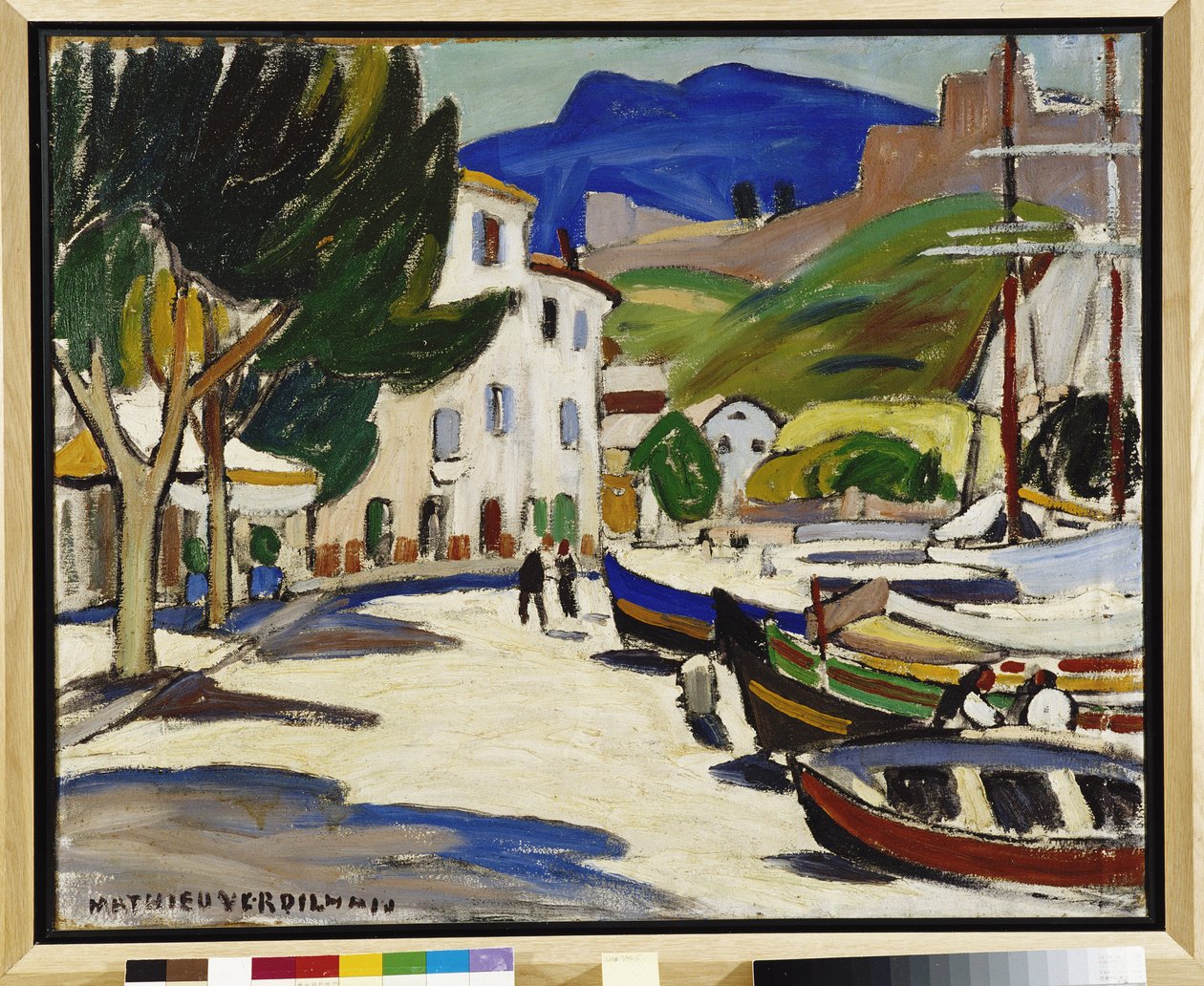 Båter på kaien et Cassis-maleri av Louis Mathieu Verdilhan (1875-1928) 1908 Obligatorisk omtale: Collection fondation regards de Provence, Marseille av Louis Mathieu Verdilhan