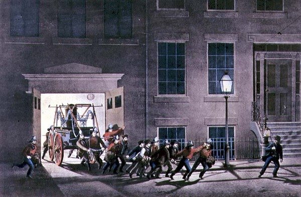The Night Alarm, pub. av Currier og Ives, New York av Louis Maurer