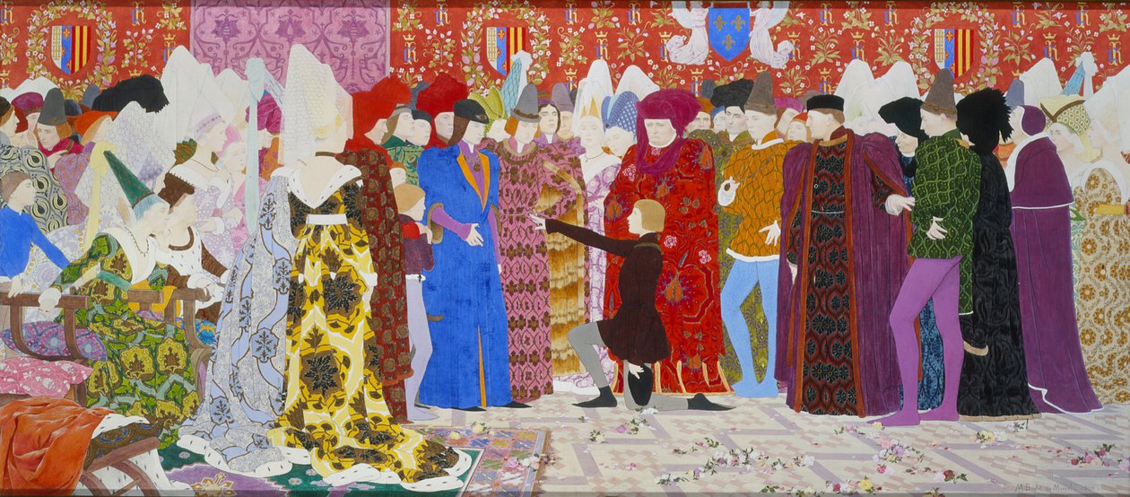 Hennes appell til Dauphinen, fra Joan of Arc Series B, 1906 (olje og bladgull på lerret) av Louis Maurice Boutet de Monvel