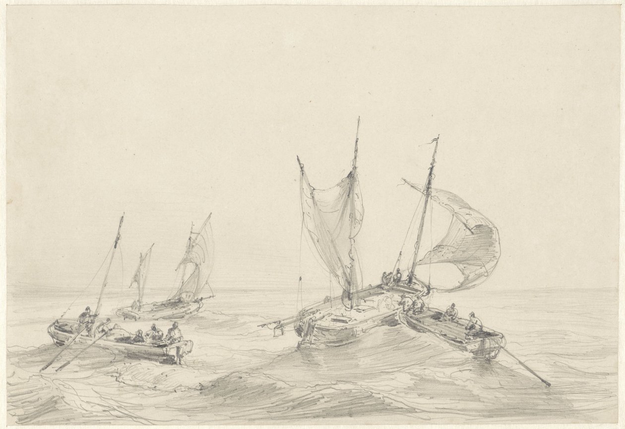Sjø med fiskefartøy av Louis Meijer