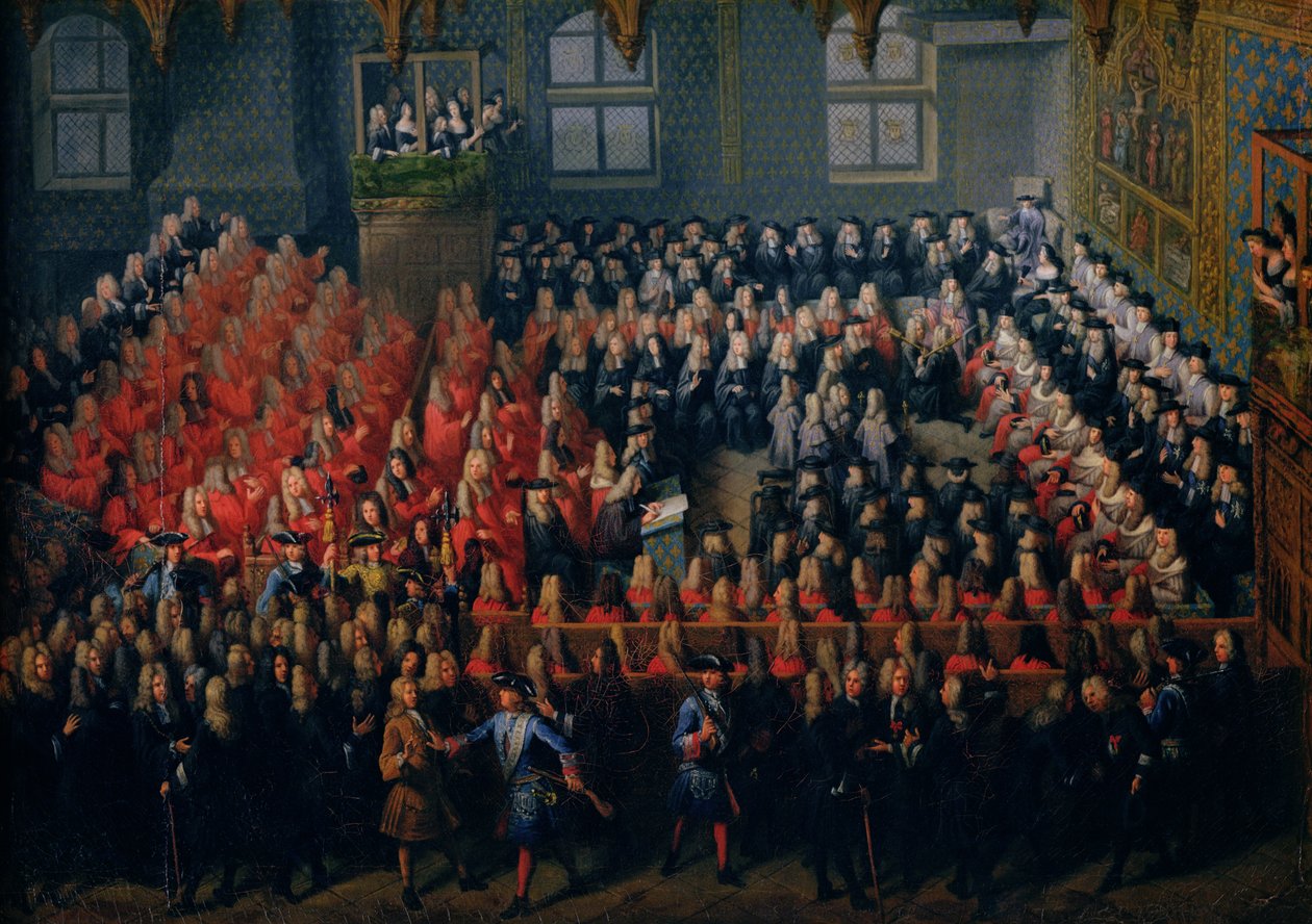 Bed of Justice holdt ved Parlement de Paris, 12. september 1715 av Louis Michel Dumesnil