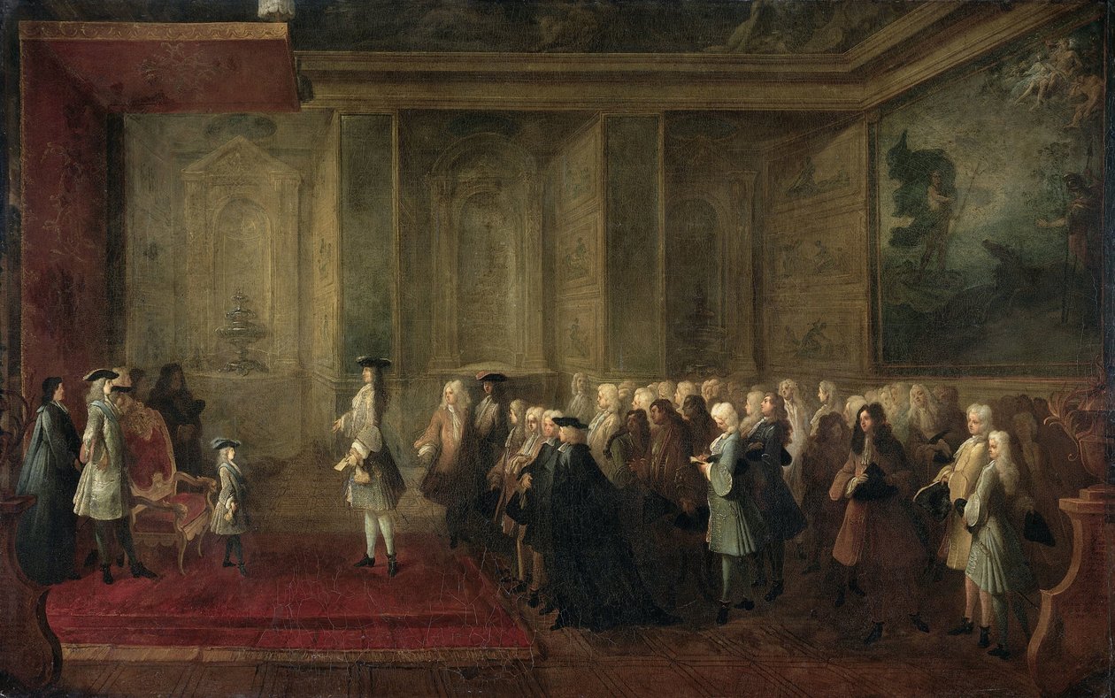 Mottakelsen av Cornelis Hop (1685-1762) som legat for generalstatene ved domstolen til Louis XV, 24. juli 1719 av Louis Michel Dumesnil