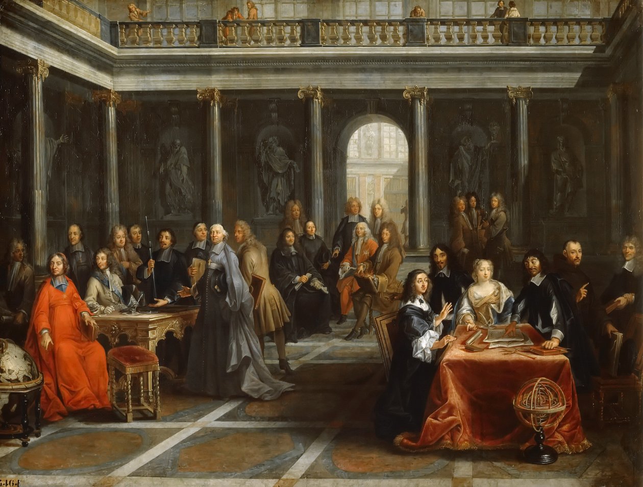 Dronning Christina av Sverige, omgitt av hoffet hans av Louis Michel Dumesnil the Younger