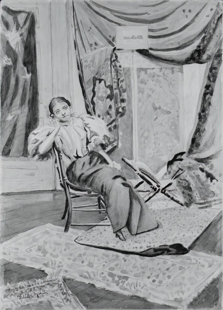 Jente på stol, ca. 1891. av Louis Michel Eilshemius