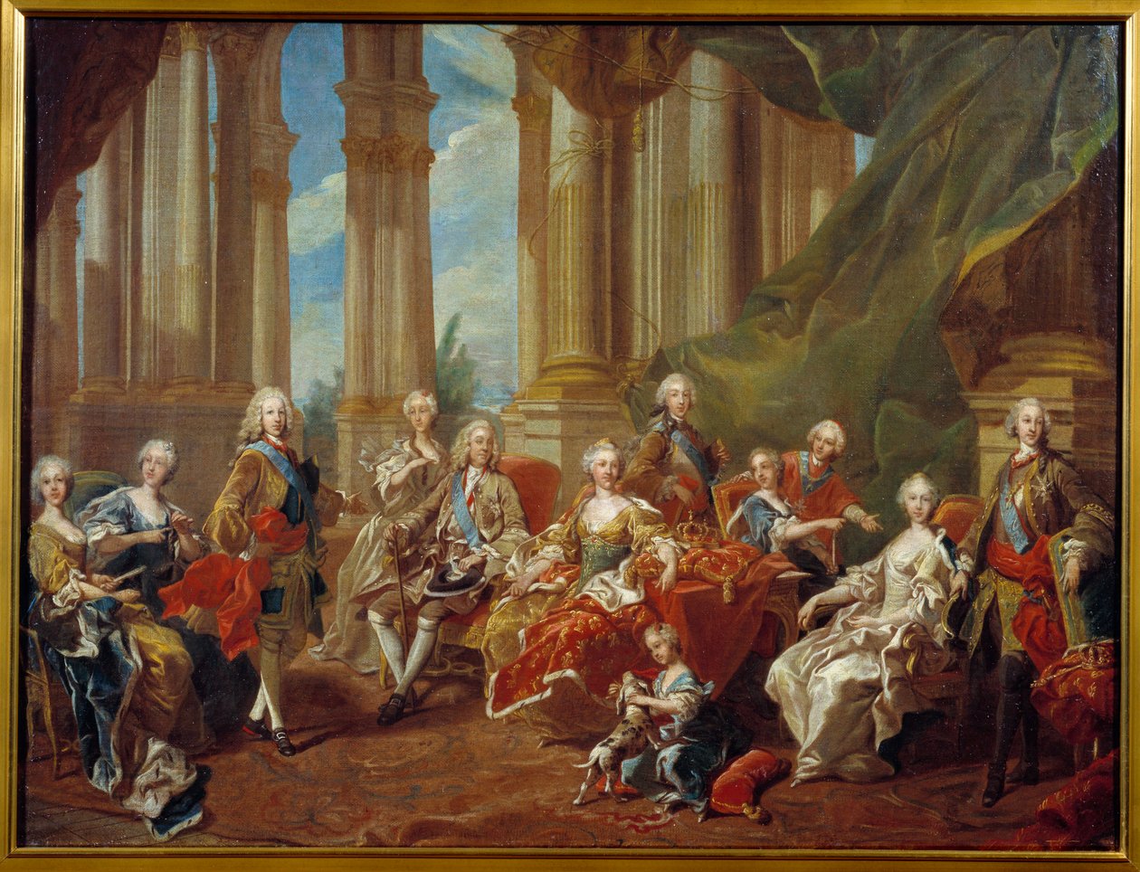 Kong Filip V (1683 - 1746) av Spania og hans familie. Skisse av Louis Michel Van Loo (1707-1771) av Louis Michel van Loo