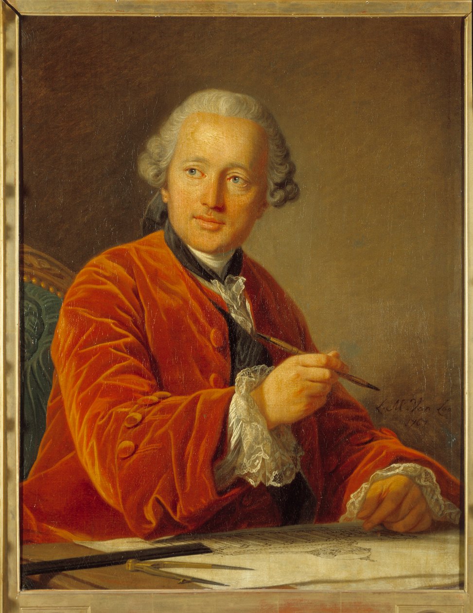 Portrett av Germain Soufflot (1713-1780) arkitekt av Pantheon-maleriet av Louis Michel van Loo (1707-1771) 1700-tallet 0,79x0,62 m av Louis Michel van Loo