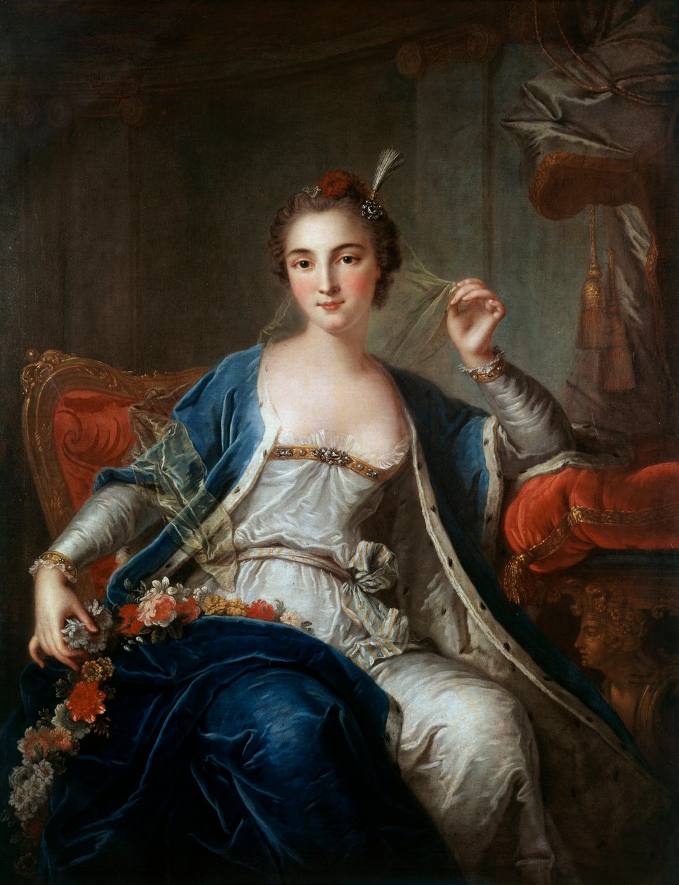 Portrett av Mademoiselle Salle i 1737. Maleri av Louis Michel Van Loo (1707 - 1771) av Louis Michel van Loo