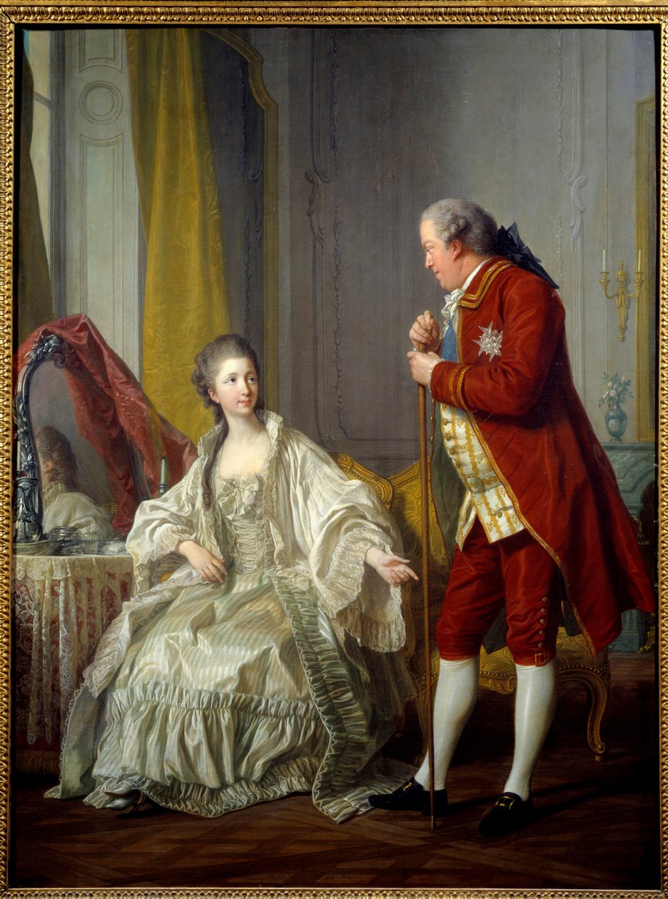 Portrett av markisen og markisen av Marigny. Abel-Francois Poisson de Vandieres, Marquis de Marigny, direktør for kongens bygninger (1727-1781) og hans kone Julie Filleul (1751-1822), datter av Ludvig XV. Maleri av Louis Michel Van Loo (1707-1771) av Louis Michel van Loo