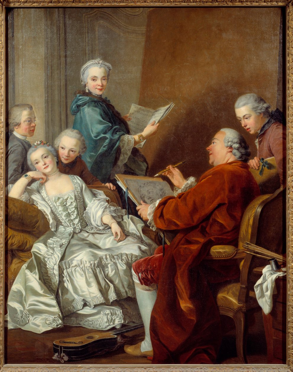 Maleren Carle van Loo og hans familie Maleri av Louis Michel van Loo (1707-1771) 1700-tallets søn. 2x1,56 m Versailles, musee du chateau av Louis Michel van Loo