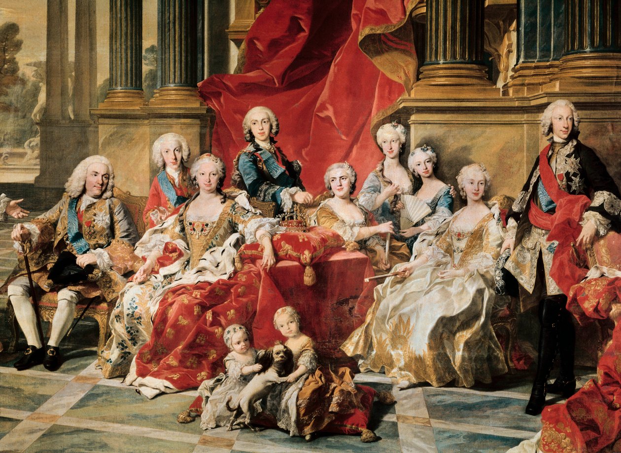 Philip V omgitt av familien sin. Detalj av et maleri av Louis Michel van Loo av Louis Michel van Loo