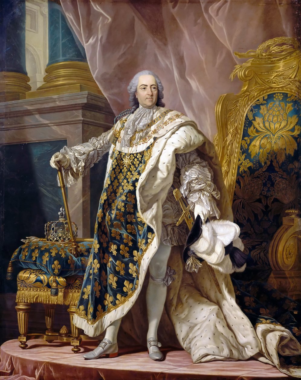 Portrett av Ludvig XV i hans kongelige drakt av Louis Michel van Loo