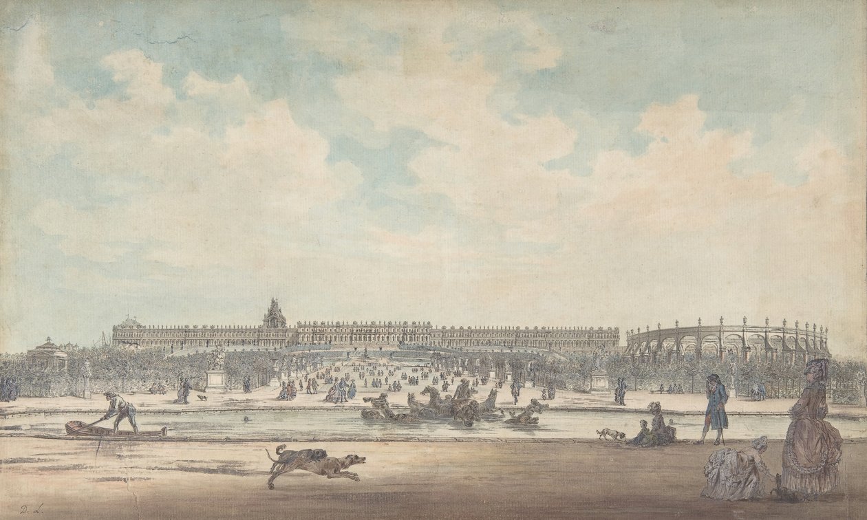 Château de Versailles sett fra hagene, 1779. av Louis Nicolas de Lespinasse