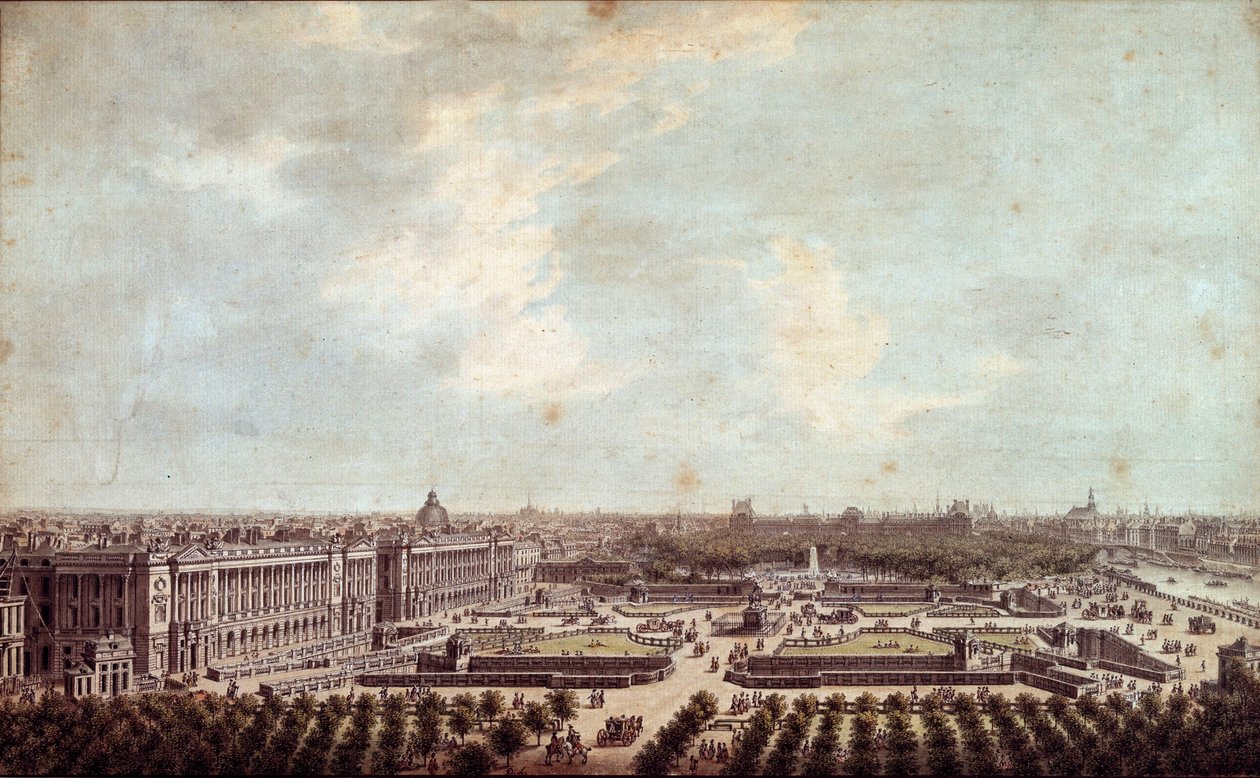 Utsikt over Place Louis XV (nåværende Place de la Concorde i Paris Akvarell av Louis Nicolas de Lespinasse (1734-1808) 1778 Paris, Musee Carnavalet av Louis Nicolas de Lespinasse