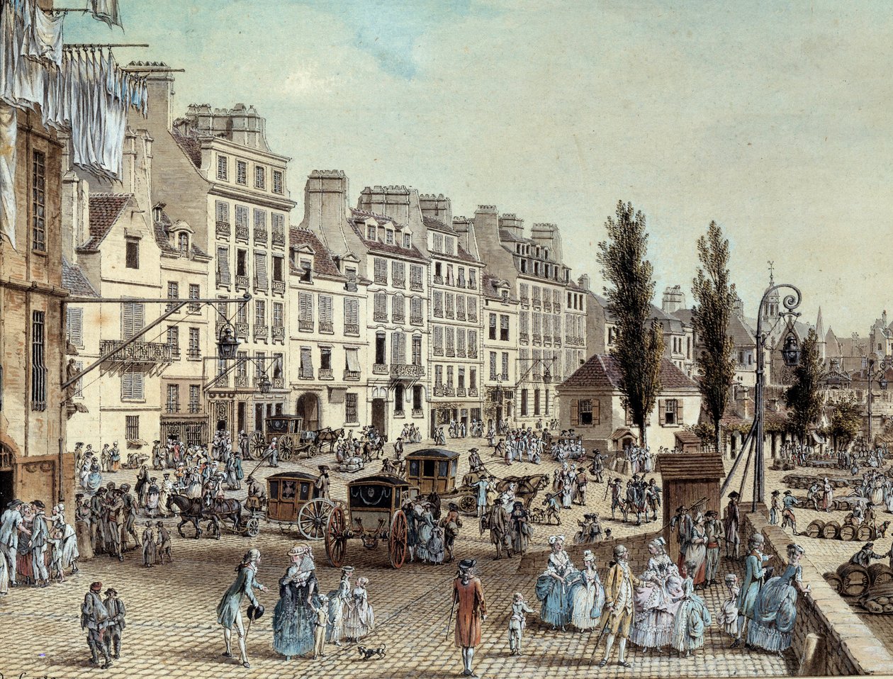 Utsikt over havnen Saint Paul i Paris i 1782 Promenades på bredden av Seinen. Tegning av Louis de Lespinasse (1734-1808) 1782 Paris, Musee Carnavalet av Louis Nicolas de Lespinasse