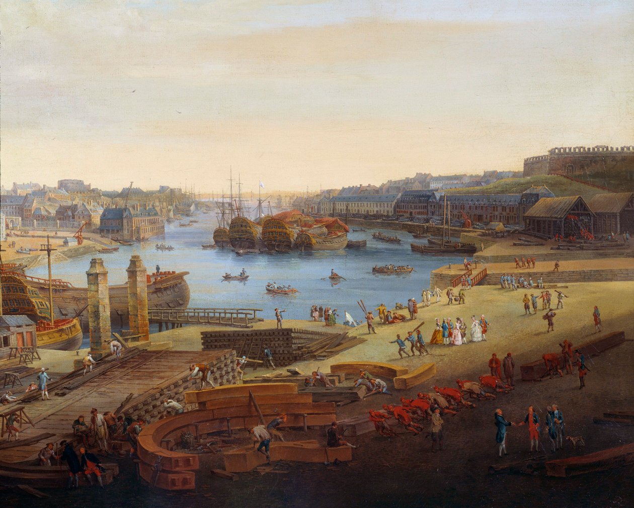 Verft: "" Havnen i Brest"" Detalj. Maleri av Louis Nicolas van Blarenberghe (1716-1794) 1774 Brest, Musee des Beaux Arts av Louis Nicolas van Blarenberghe