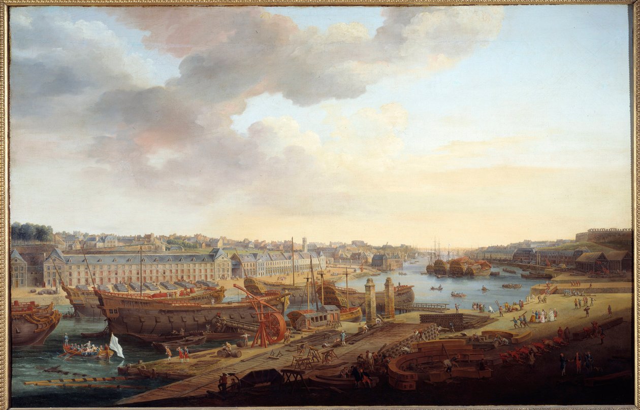 Verft: “” The port of Brest”” Maleri av Louis Nicolas van Blarenberghe (1716-1794) 1774 Søn. 1,25x1,93 m Brest, Musee des Beaux Arts av Louis Nicolas van Blarenberghe